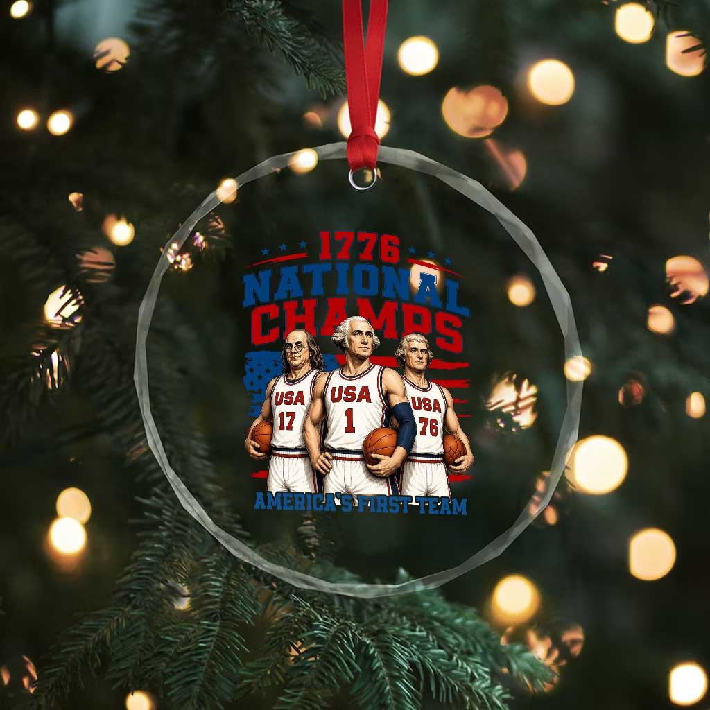 1776 National Champs Crystal Glass Ornament Patriotic Founding Fathers Basketball Undefeated America TS14 Print Your Wear