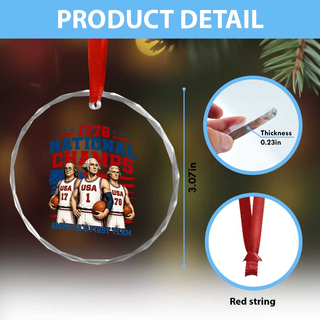 1776 National Champs Crystal Glass Ornament Patriotic Founding Fathers Basketball Undefeated America TS14 Print Your Wear