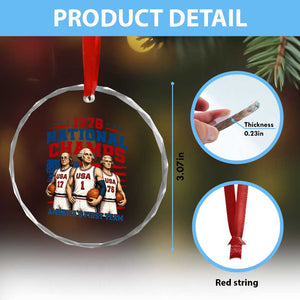 1776 National Champs Crystal Glass Ornament Patriotic Founding Fathers Basketball Undefeated America TS14 Print Your Wear