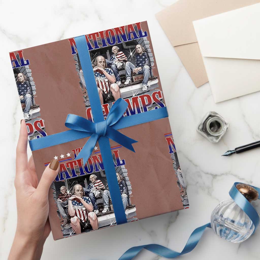 1776 National Champs Wrapping Paper Roll Funny Founding Father USA 250th Anniversary