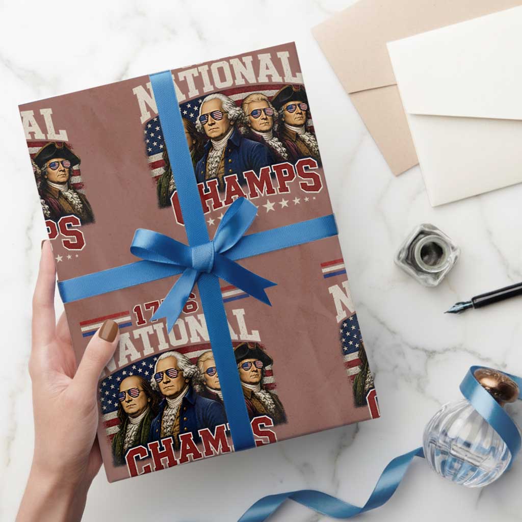 1776 National Champs Founding Father Wrapping Paper Roll Funny 4th of July Patriotic