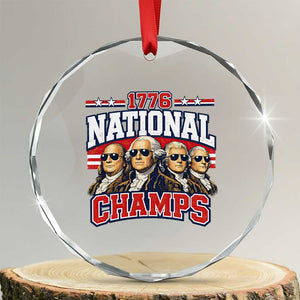 1776 National Champs Founding Fathers Graphic Crystal Glass Ornament Funny George Washington and Presidents Sunglasses Sports Style Patriotic