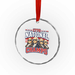1776 National Champs Founding Fathers Graphic Crystal Glass Ornament Funny George Washington and Presidents Sunglasses Sports Style Patriotic