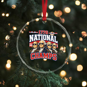 1776 National Champs Founding Fathers Graphic Crystal Glass Ornament Funny George Washington and Presidents Sunglasses Sports Style Patriotic