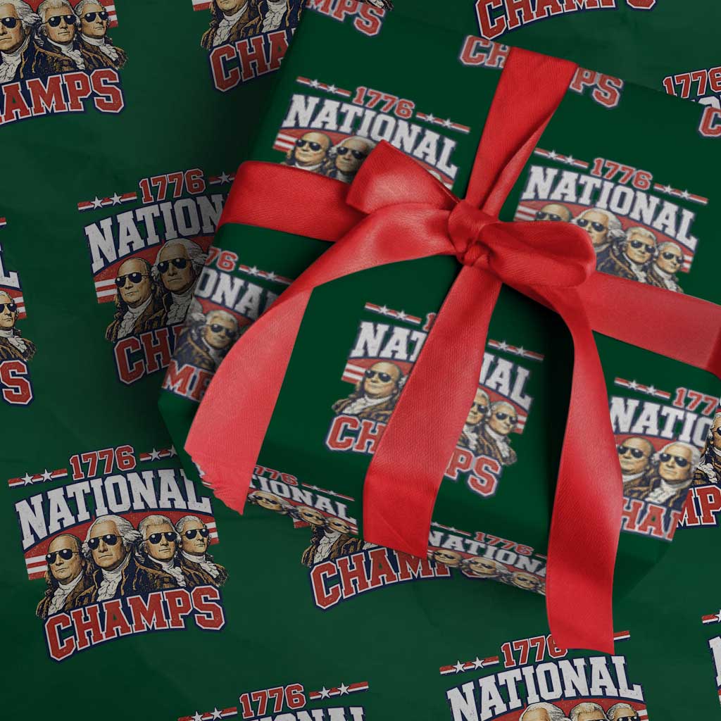 1776 National Champs Founding Fathers Graphic Wrapping Paper Roll Funny George Washington and Presidents Sunglasses Sports Style Patriotic