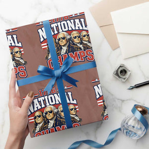 1776 National Champs Founding Fathers Graphic Wrapping Paper Roll Funny George Washington and Presidents Sunglasses Sports Style Patriotic