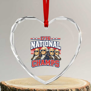 1776 National Champs Founding Fathers Graphic Heart Crystal Glass Ornament Funny George Washington and Presidents Sunglasses Sports Style Patriotic