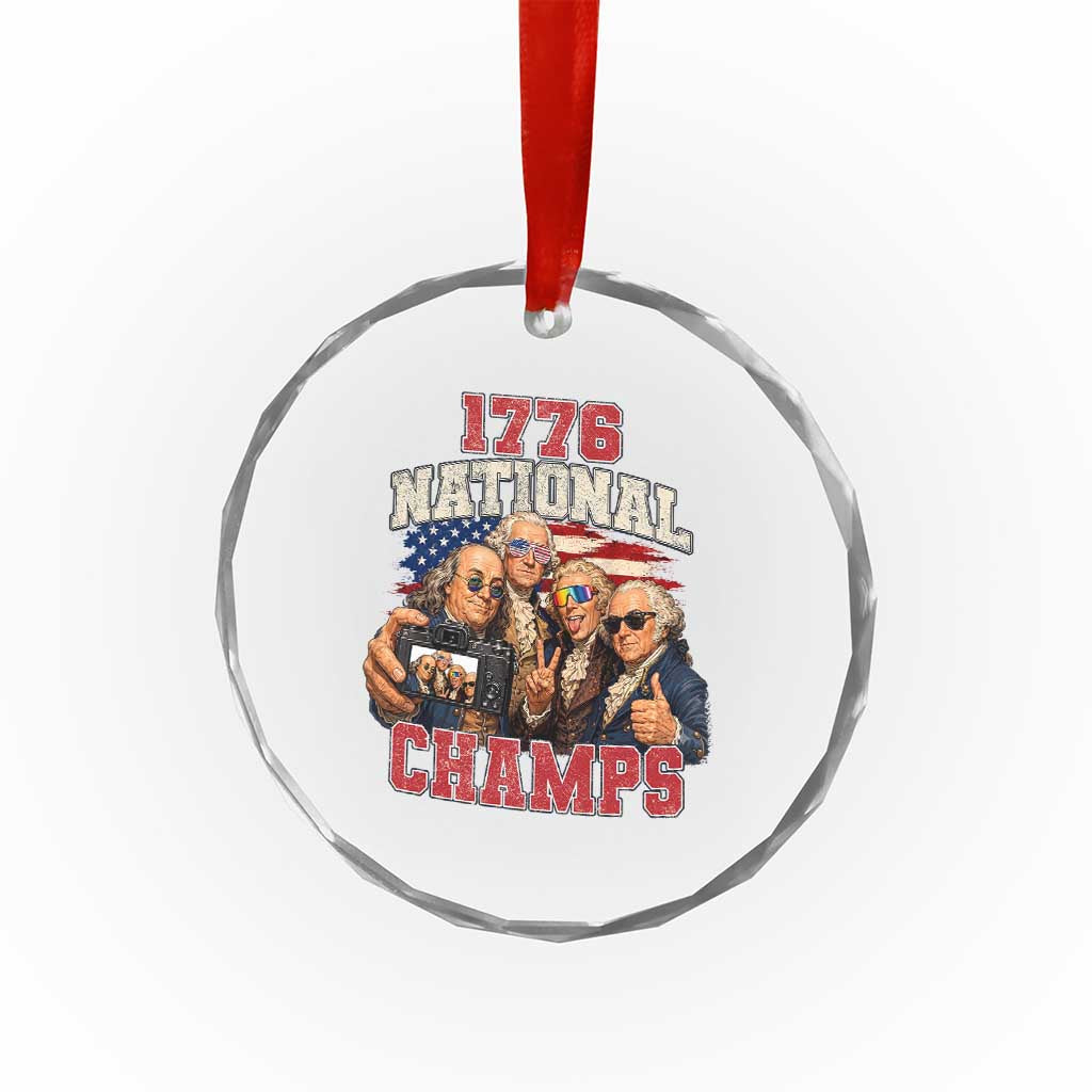 1776 National Champs Funny Founding Fathers Selfie Graphic Crystal Glass Ornament George Washington and Ben Franklin Cool Sunglasses Patriotic TS02 Print Your Wear