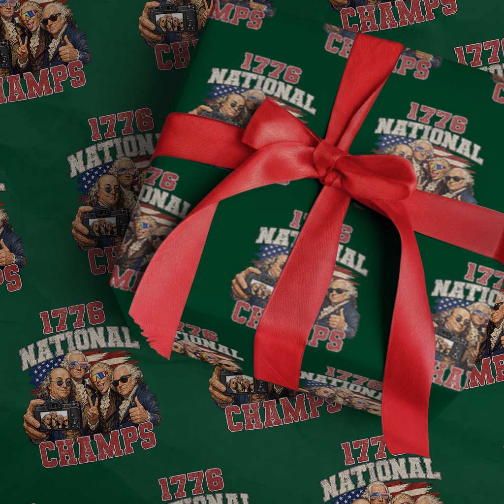 1776 National Champs Funny Founding Fathers Selfie Graphic Wrapping Paper Roll George Washington and Ben Franklin Cool Sunglasses Patriotic