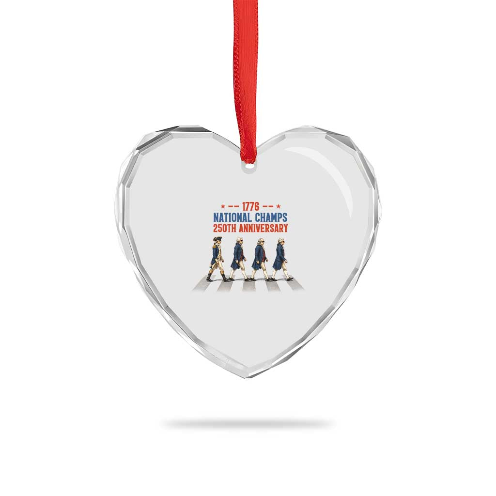 1776 National Champs Heart Crystal Glass Ornament Funny Founding Father Roading Parody 4th of July