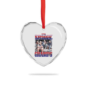 1776 National Champs Heart Crystal Glass Ornament Funny Founding Father USA 250th Anniversary