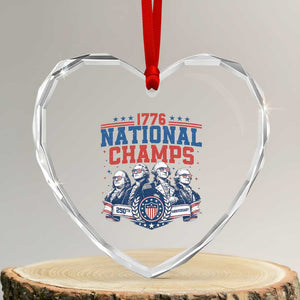 1776 National Champs Heart Crystal Glass Ornament Funny Founding Fathers Sunglasses Patriotic 4th of July