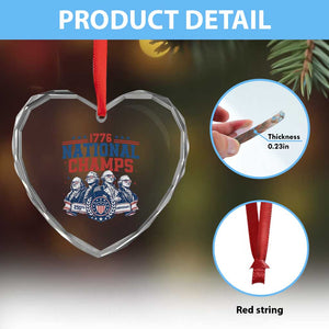 1776 National Champs Heart Crystal Glass Ornament Funny Founding Fathers Sunglasses Patriotic 4th of July
