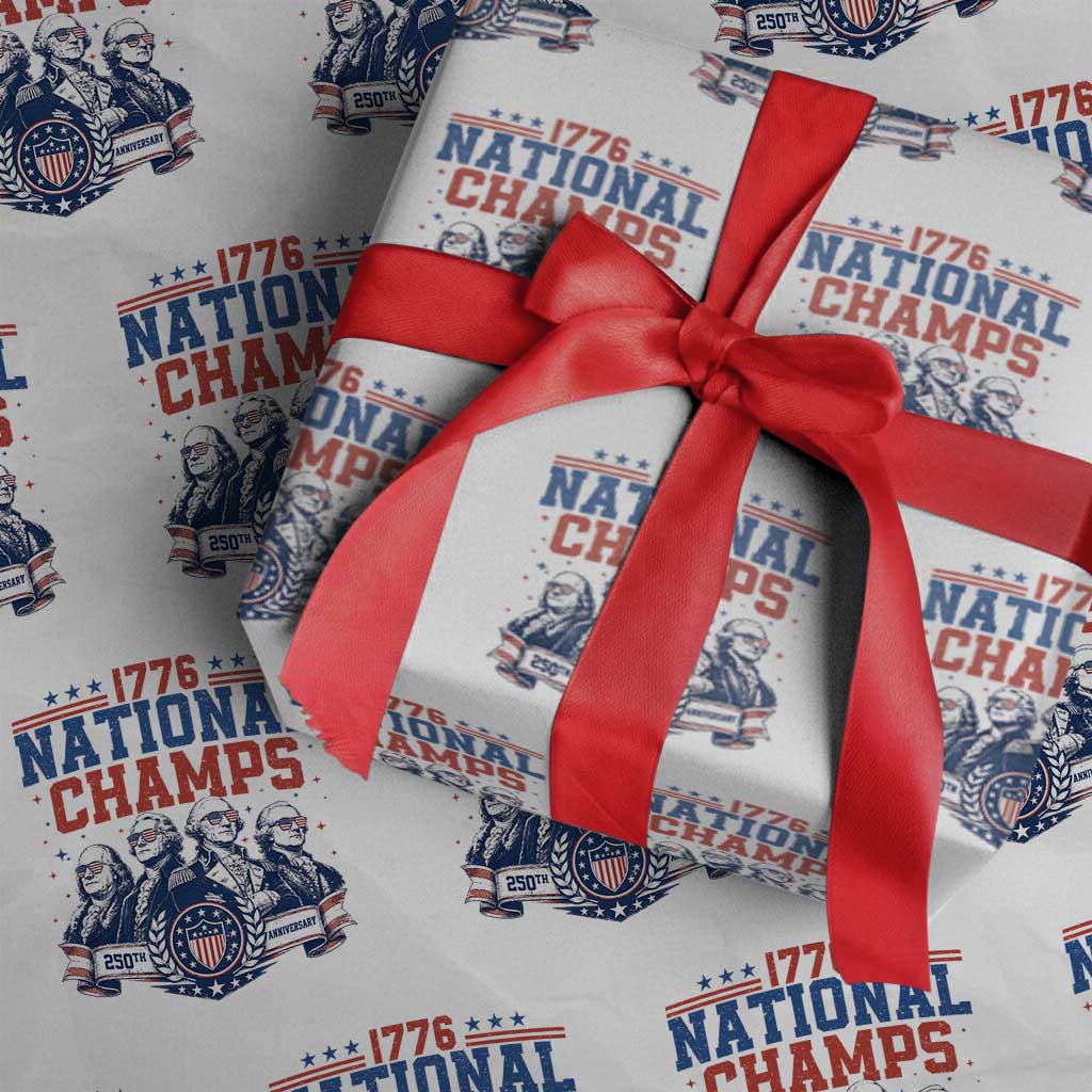 1776 National Champs Wrapping Paper Roll Funny Founding Fathers Sunglasses Patriotic 4th of July