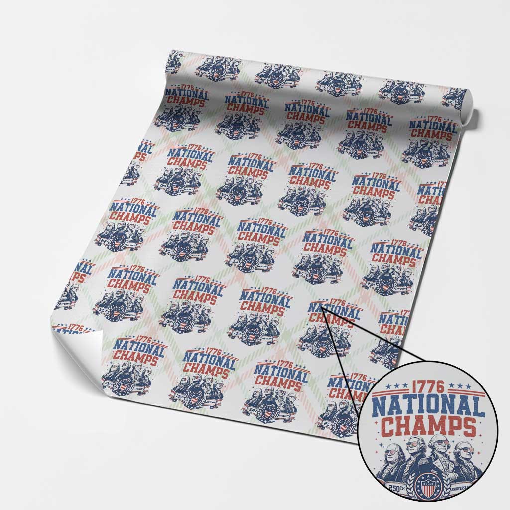 1776 National Champs Wrapping Paper Roll Funny Founding Fathers Sunglasses Patriotic 4th of July