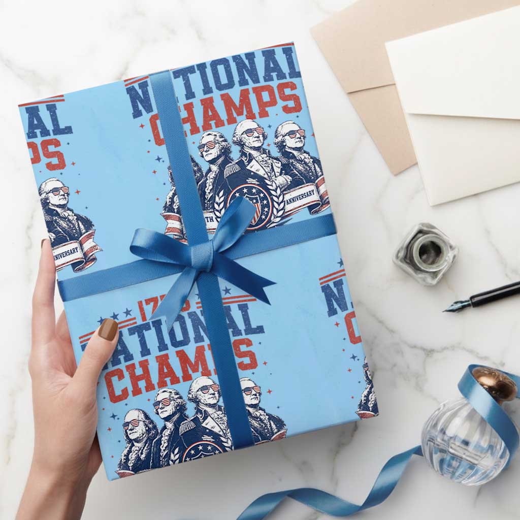 1776 National Champs Wrapping Paper Roll Funny Founding Fathers Sunglasses Patriotic 4th of July