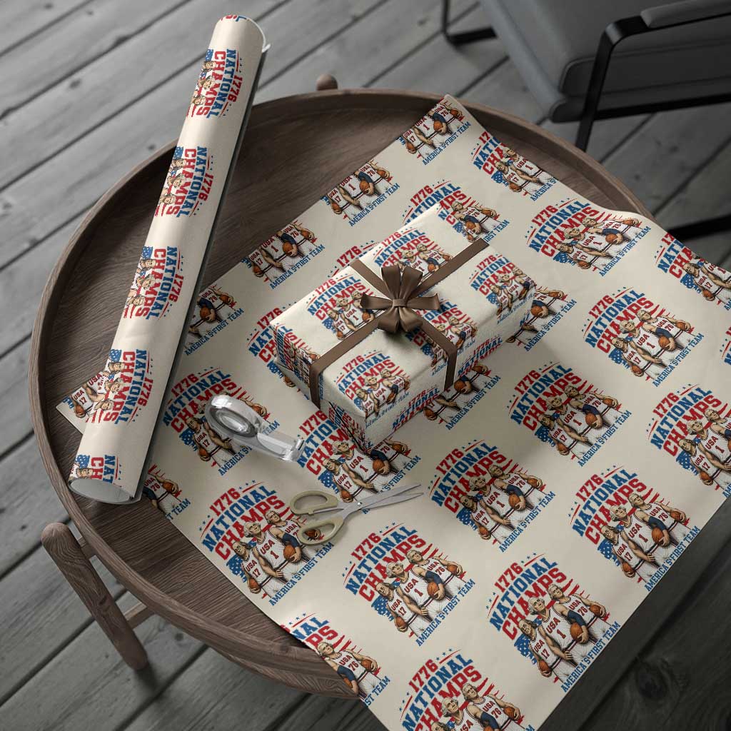 1776 National Champs Wrapping Paper Roll Patriotic Founding Fathers Basketball Undefeated America