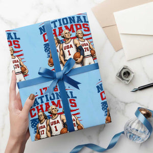 1776 National Champs Wrapping Paper Roll Patriotic Founding Fathers Basketball Undefeated America
