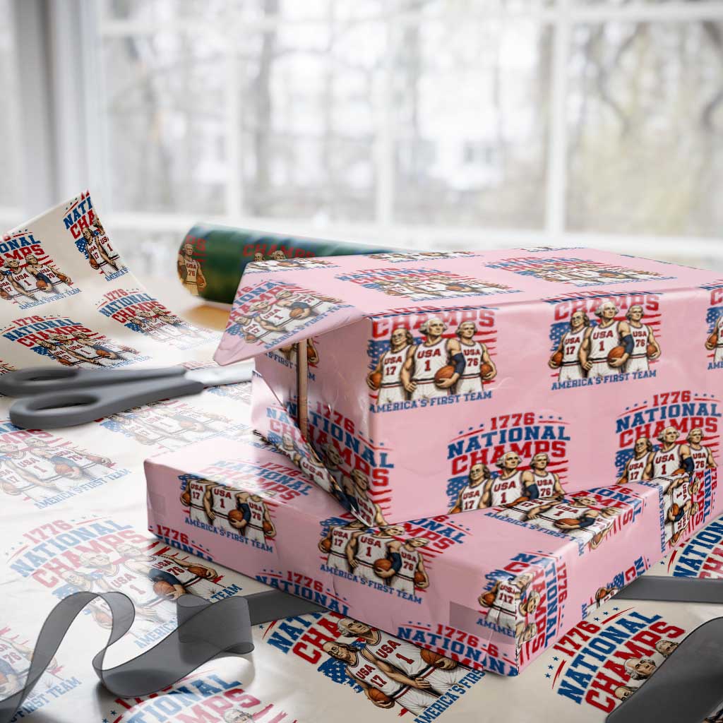 1776 National Champs Wrapping Paper Roll Patriotic Founding Fathers Basketball Undefeated America