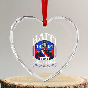 1804 First Black Republic Vintage Graphic Heart Crystal Glass Ornament Jean Jacques Dessalines Historic TS02 Transparent Glass 3'' Heart Print Your Wear
