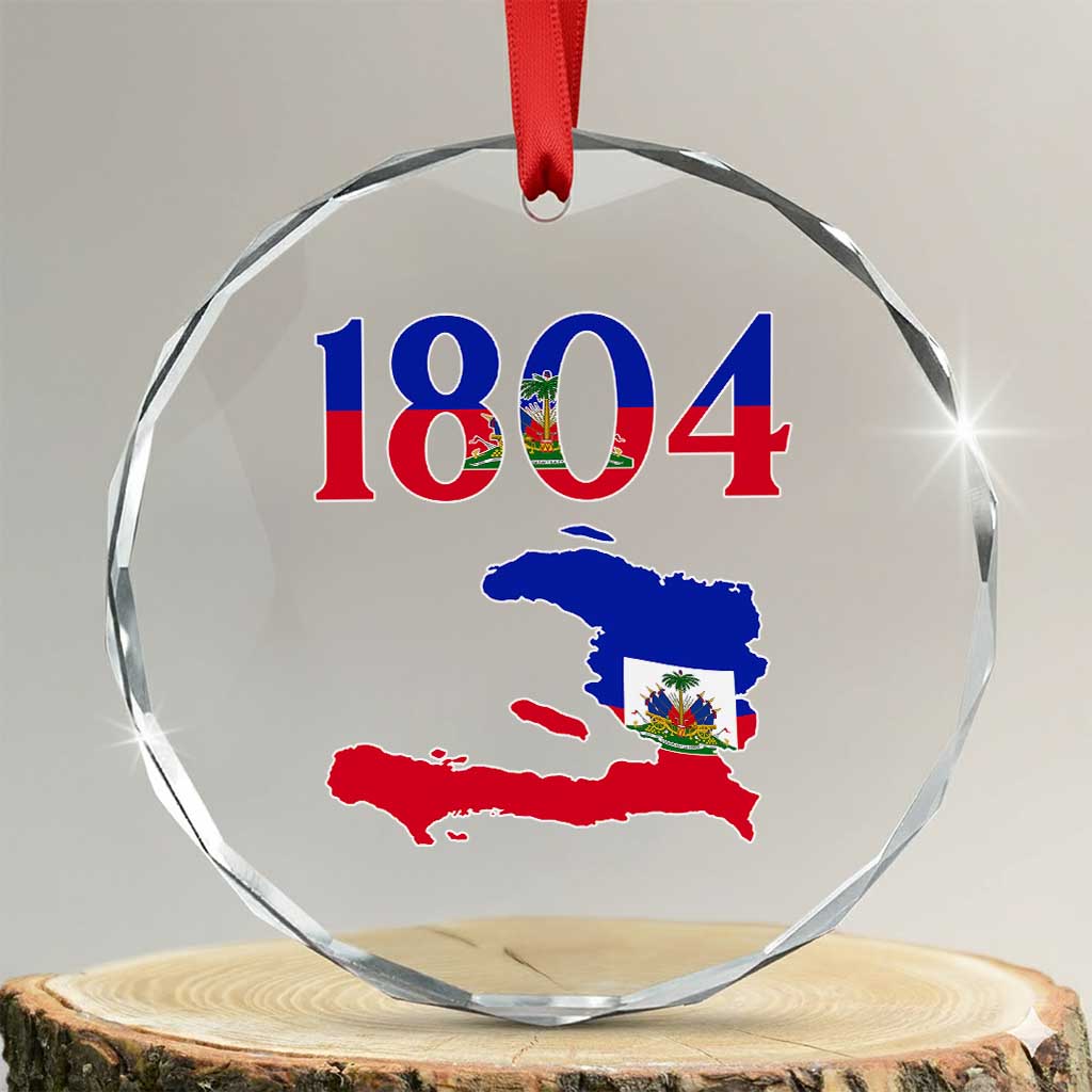 1804 Haiti Map and Flag Crystal Glass Ornament Haitian Heritage Pride Graphic TS02 Transparent Glass 3'' Circle Print Your Wear
