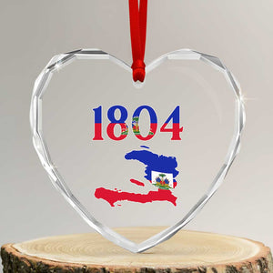 1804 Haiti Map and Flag Heart Crystal Glass Ornament Haitian Heritage Pride Graphic TS02 Transparent Glass 3'' Heart Print Your Wear