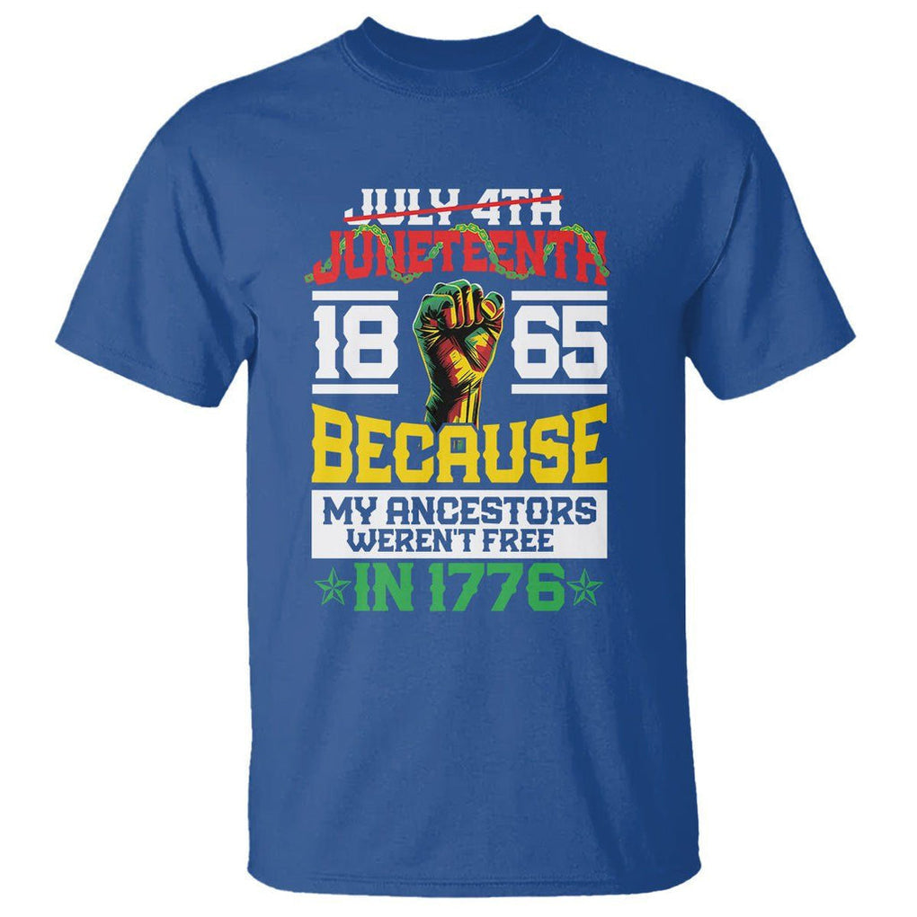 1865 Juneteenth T Shirt Because My Ancestors Weren't Free In 1776 TS09 Royal Blue Print Your Wear