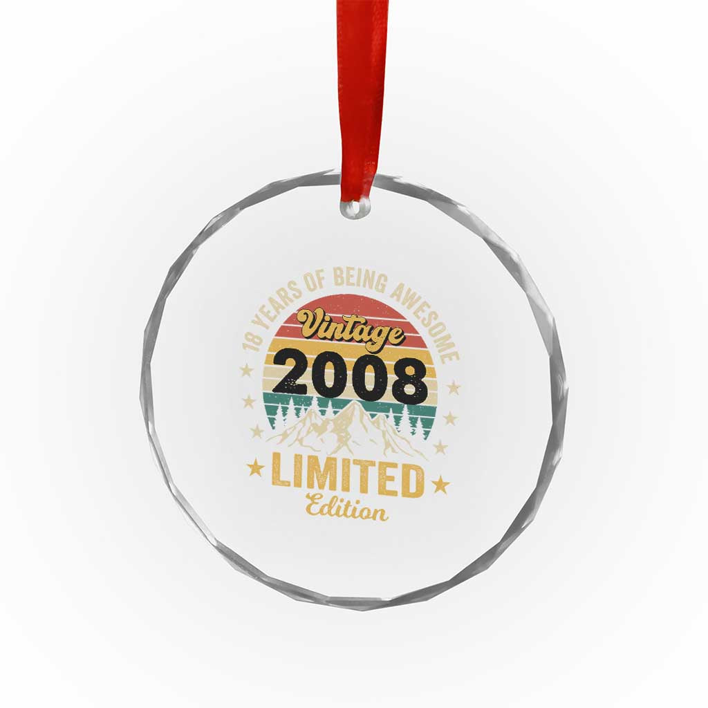 18th Birthday Crystal Glass Ornament Vintage 2008 Limited Edition Retro 18 Years Of Being Awesome Mountain