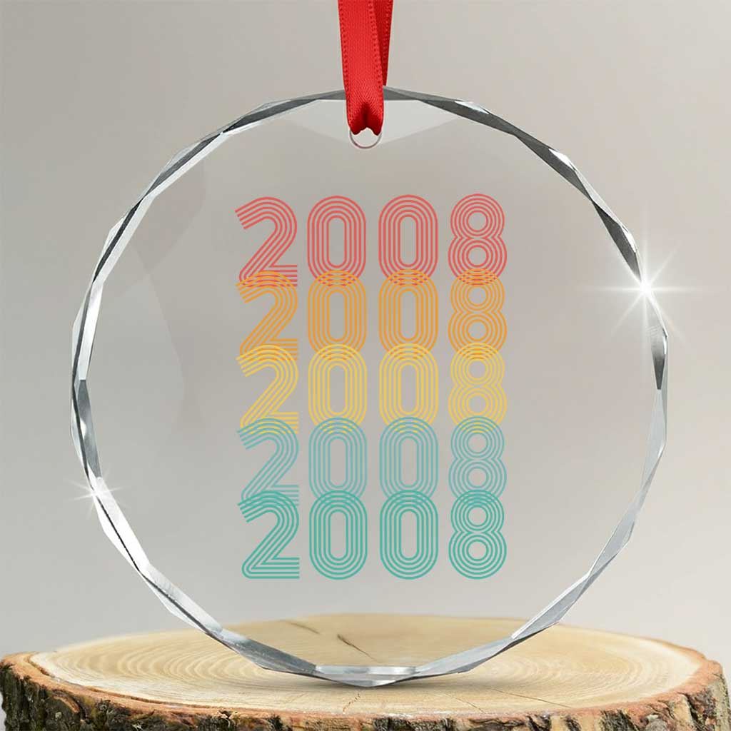 18th Birthday Crystal Glass Ornament Vintage 2008 Retro 18 Years Old Birthday TS11 Transparent Glass 3'' Circle Print Your Wear