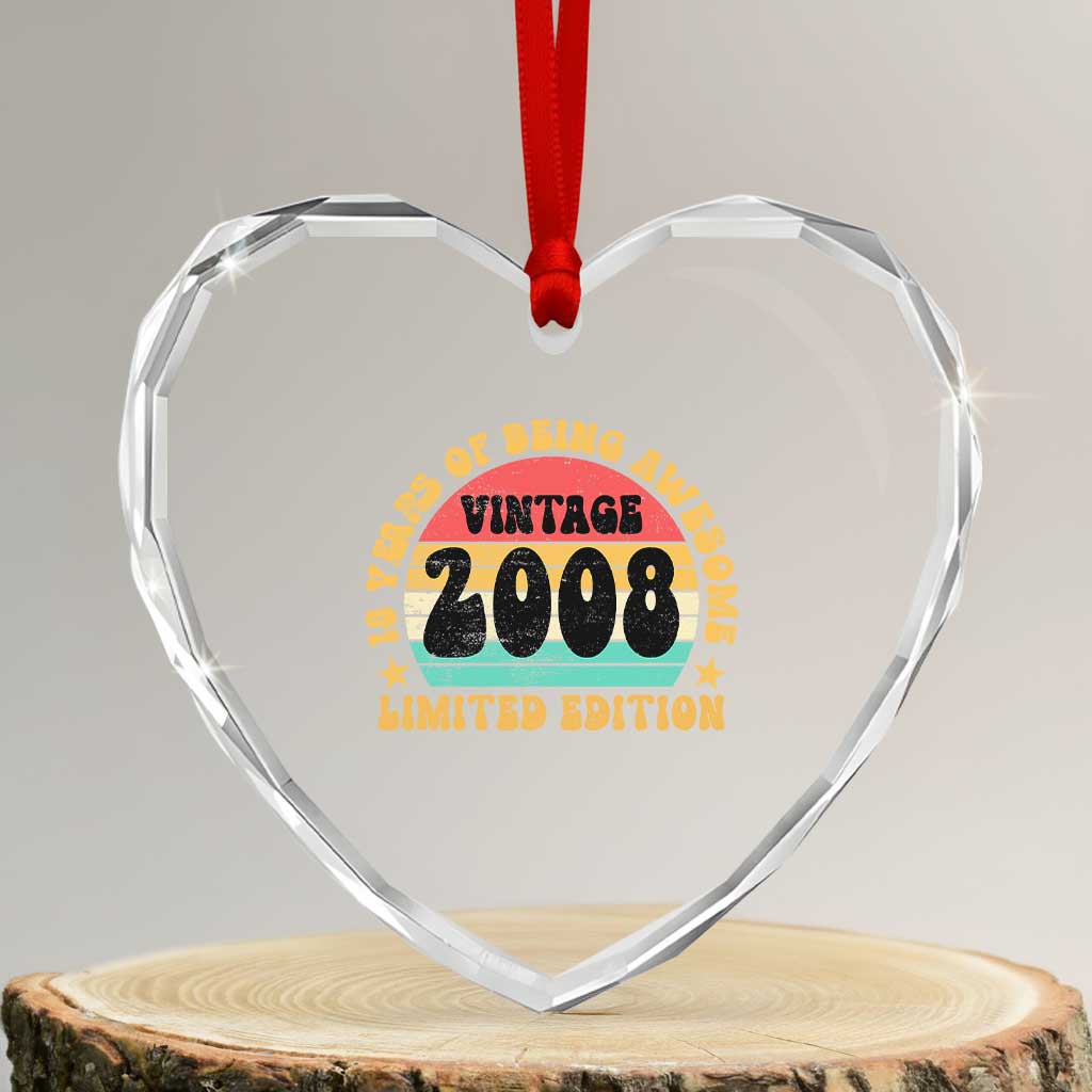 18th Birthday Heart Crystal Glass Ornament Vintage 18yr 2008 Limited Edition 18 Year Old Gift TS10 Transparent Glass 3'' Heart Print Your Wear