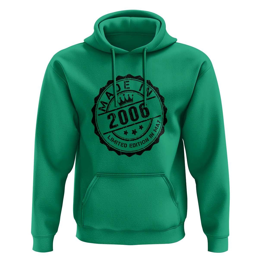18th Birthday Hoodie Made In 2006 Limited Edition In May 18 Years Old Kid TS11 Irish Green Print Your Wear