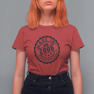 18th Birthday T Shirt For Women Made In 2006 Limited Edition In May 18 Years Old Kid TS11 Red Print Your Wear