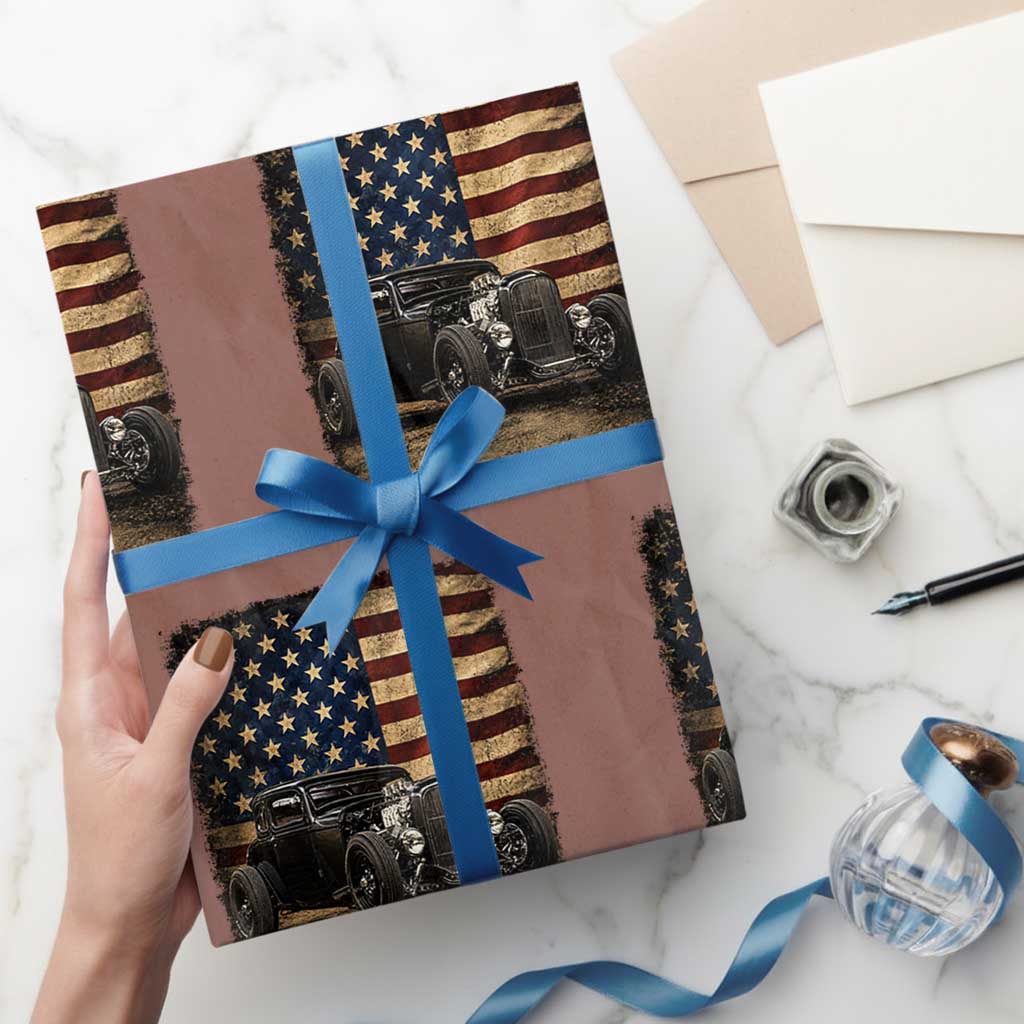 1932 American Classic Hotrod US Flag 4th of July Wrapping Paper Roll