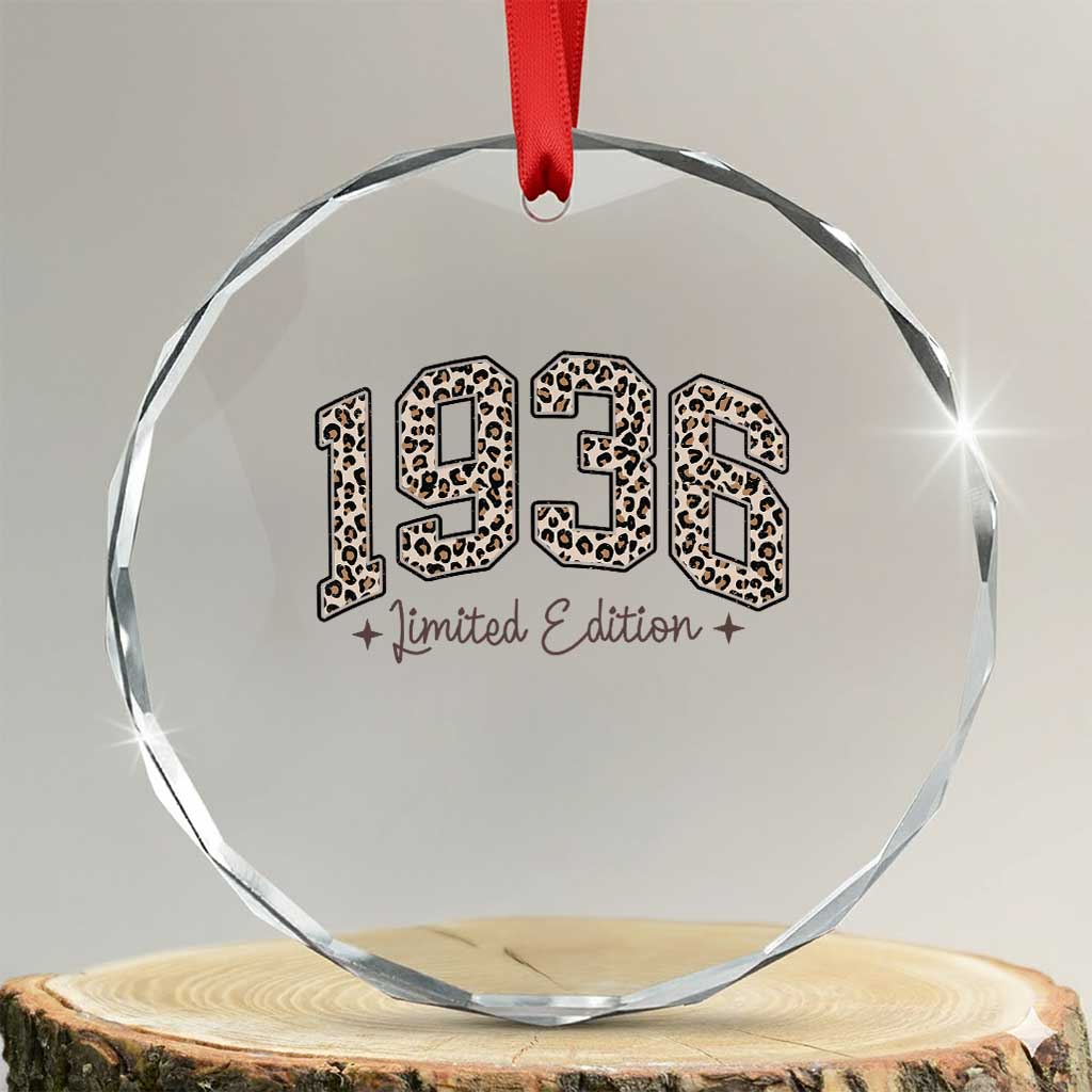 1936 Retro Birthday Crystal Glass Ornament 90 Year Old Leopard 90th Birthday Gifts For Women TS10 Transparent Glass 3'' Circle Print Your Wear