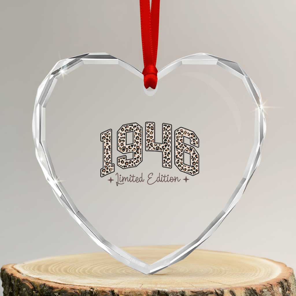 1946 Retro Birthday Heart Crystal Glass Ornament 80 Year Old Leopard 80th Birthday Gifts For Women TS10 Transparent Glass 3'' Heart Print Your Wear
