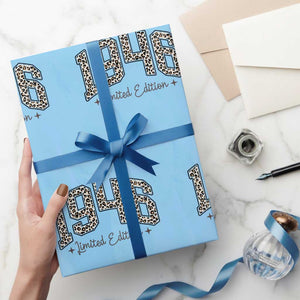 1946 Retro Birthday Wrapping Paper Roll 80 Year Old Leopard 80th Birthday Gifts For Women TS10 Light Blue Print Your Wear
