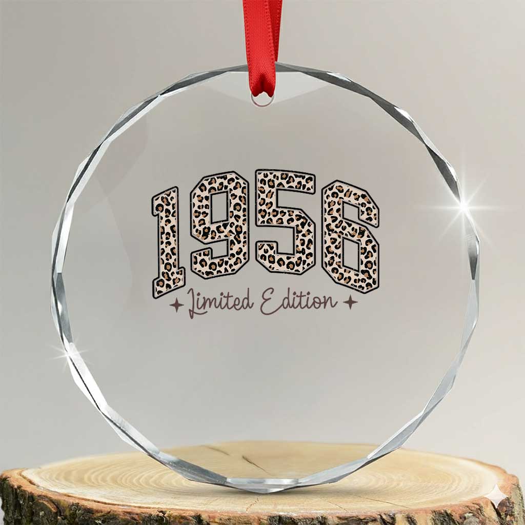 1956 Retro Birthday Crystal Glass Ornament 70 Year Old Leopard 70th Birthday Gifts For Women TS10 Transparent Glass 3'' Circle Print Your Wear
