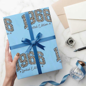 1966 Retro Birthday Wrapping Paper Roll 60 Year Old Leopard 60th Birthday Gifts For Women TS10 Light Blue Print Your Wear