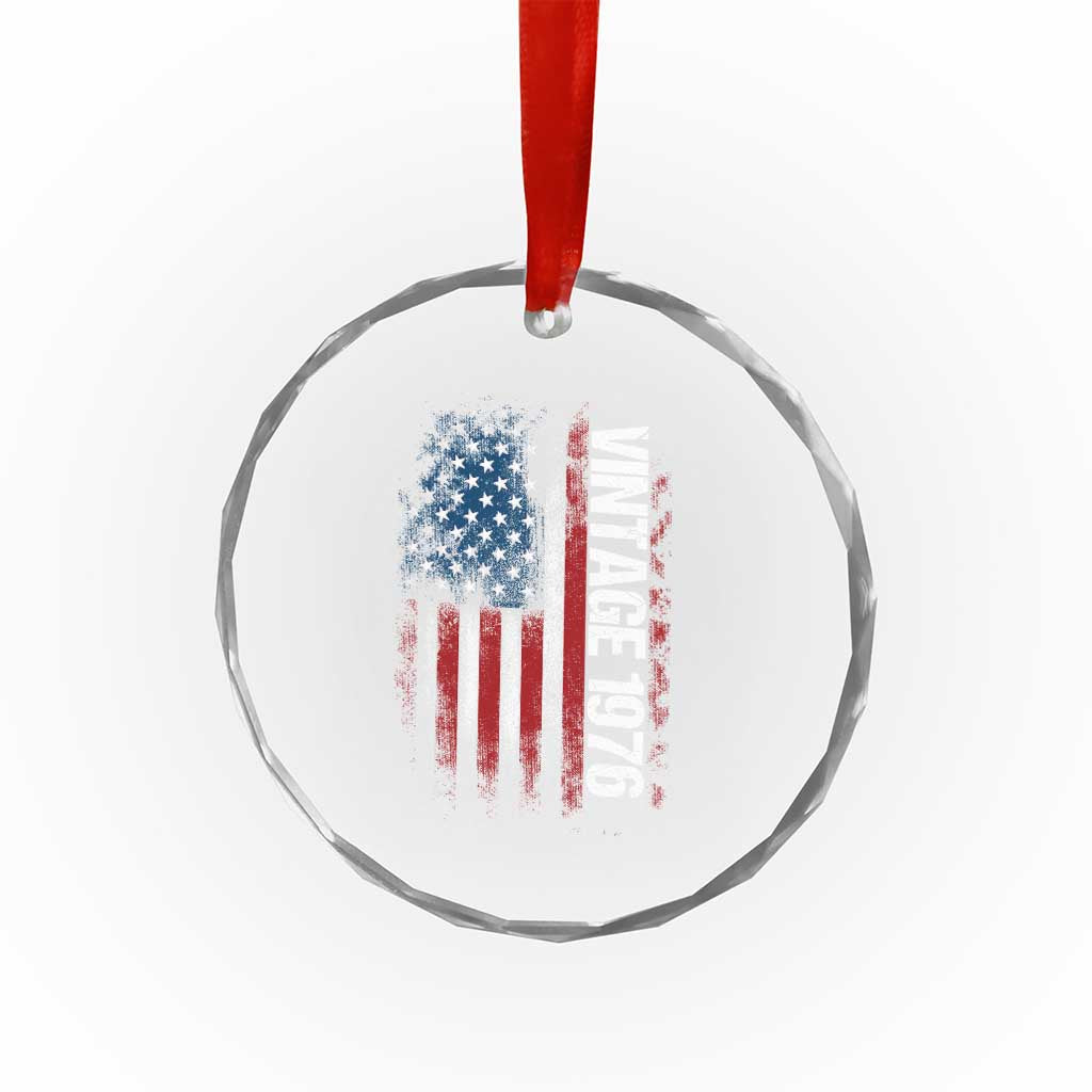 1976 Distressed American Flag Crystal Glass Ornament Patriotic 50th Birthday Graphic TS02 Print Your Wear