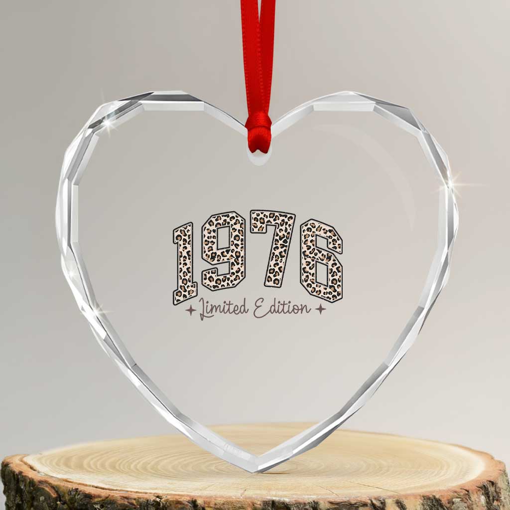 1976 Retro Birthday Heart Crystal Glass Ornament 50 Year Old Leopard 50th Birthday Gifts For Women TS10 Transparent Glass 3'' Heart Print Your Wear