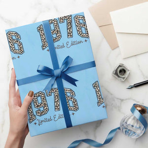 1976 Retro Birthday Wrapping Paper Roll 50 Year Old Leopard 50th Birthday Gifts For Women TS10 Light Blue Print Your Wear