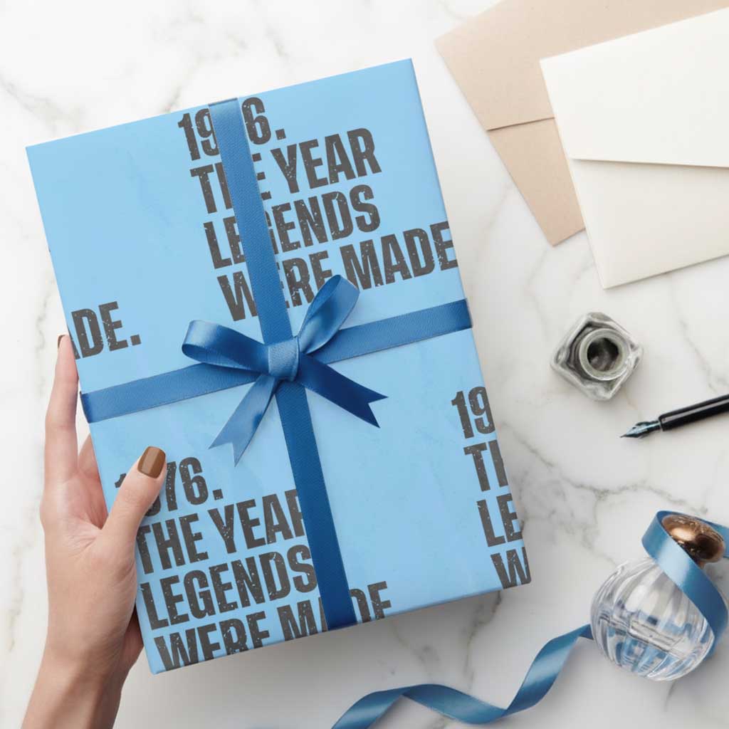 1976 The Year Legends Were Made Wrapping Paper Roll Minimalist Retro 50th Birthday TS02 Light Blue Print Your Wear