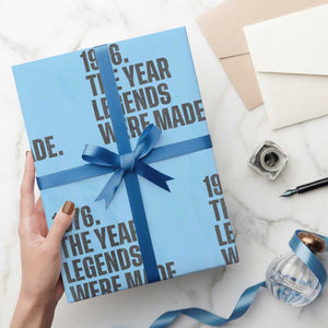 1976 The Year Legends Were Made Wrapping Paper Roll Minimalist Retro 50th Birthday TS02 Light Blue Print Your Wear