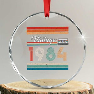 1984 Retro Birthday Crystal Glass Ornament Vintage 42th Birthday Gift Classic 90s Style TS10 Transparent Glass 3'' Circle Print Your Wear