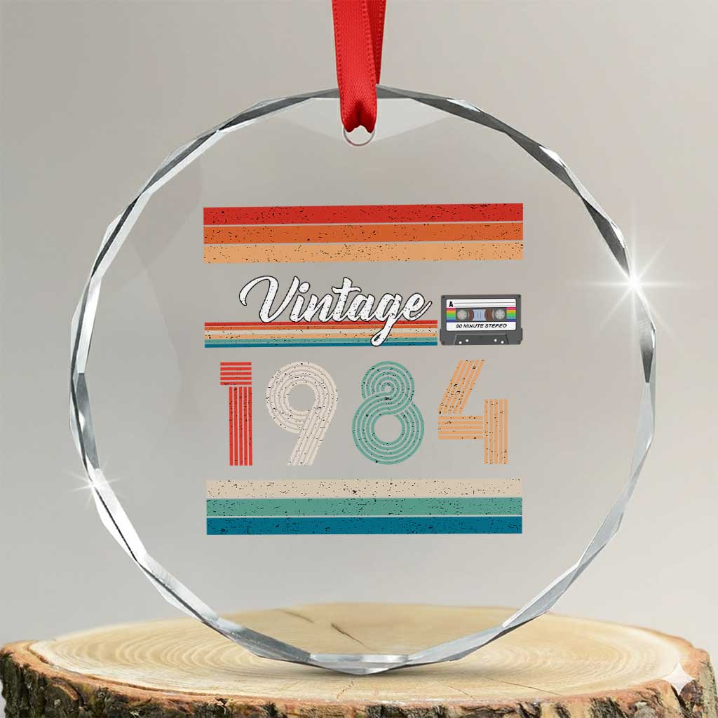 1984 Retro Birthday Crystal Glass Ornament Vintage 42th Birthday Gift Classic 90s Style TS10 Transparent Glass 3'' Circle Print Your Wear