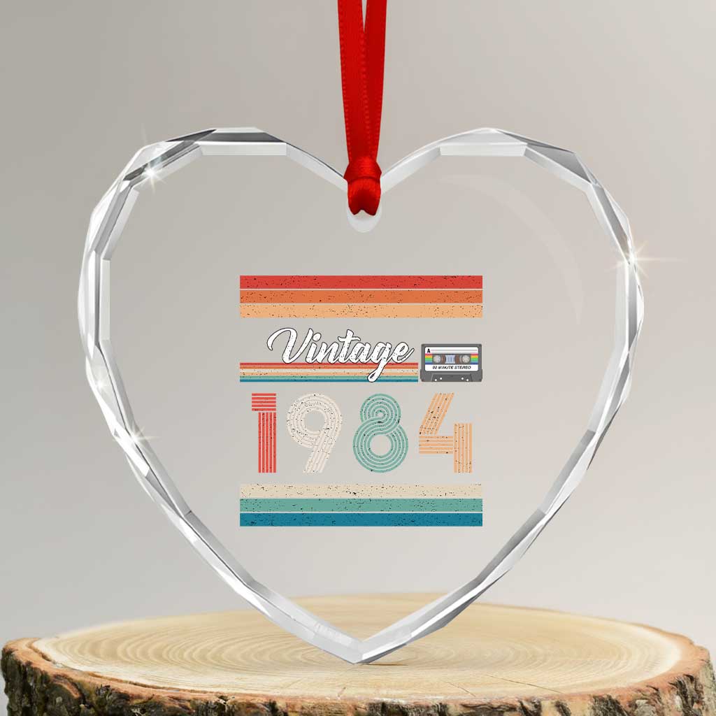 1984 Retro Birthday Heart Crystal Glass Ornament Vintage 42th Birthday Gift Classic 90s Style TS10 Transparent Glass 3'' Heart Print Your Wear