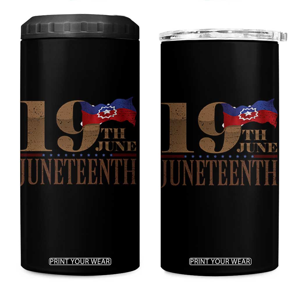 19th June Juneteenth Freedom Day 4 in 1 Can Cooler Tumbler Juneteenth Flag TS11 One Size: 16 oz Black Print Your Wear