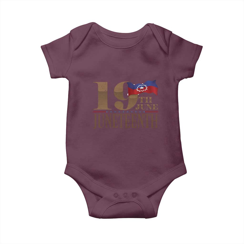 19th June Juneteenth Freedom Day Baby Onesie Juneteenth Flag TS11 Maroon Print Your Wear