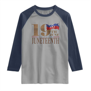 19th June Juneteenth Freedom Day Raglan Shirt Juneteenth Flag TS11 Sport Gray Navy Print Your Wear