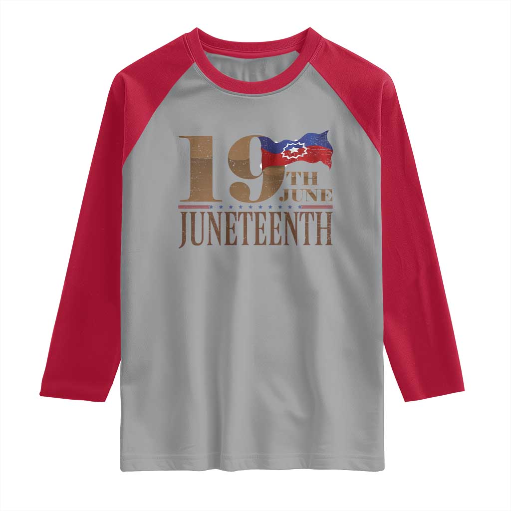 19th June Juneteenth Freedom Day Raglan Shirt Juneteenth Flag TS11 Sport Gray Red Print Your Wear